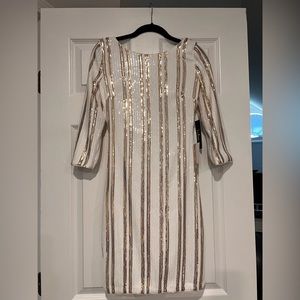 Lulus White And Gold Sequin Dress - NEVER WORN!